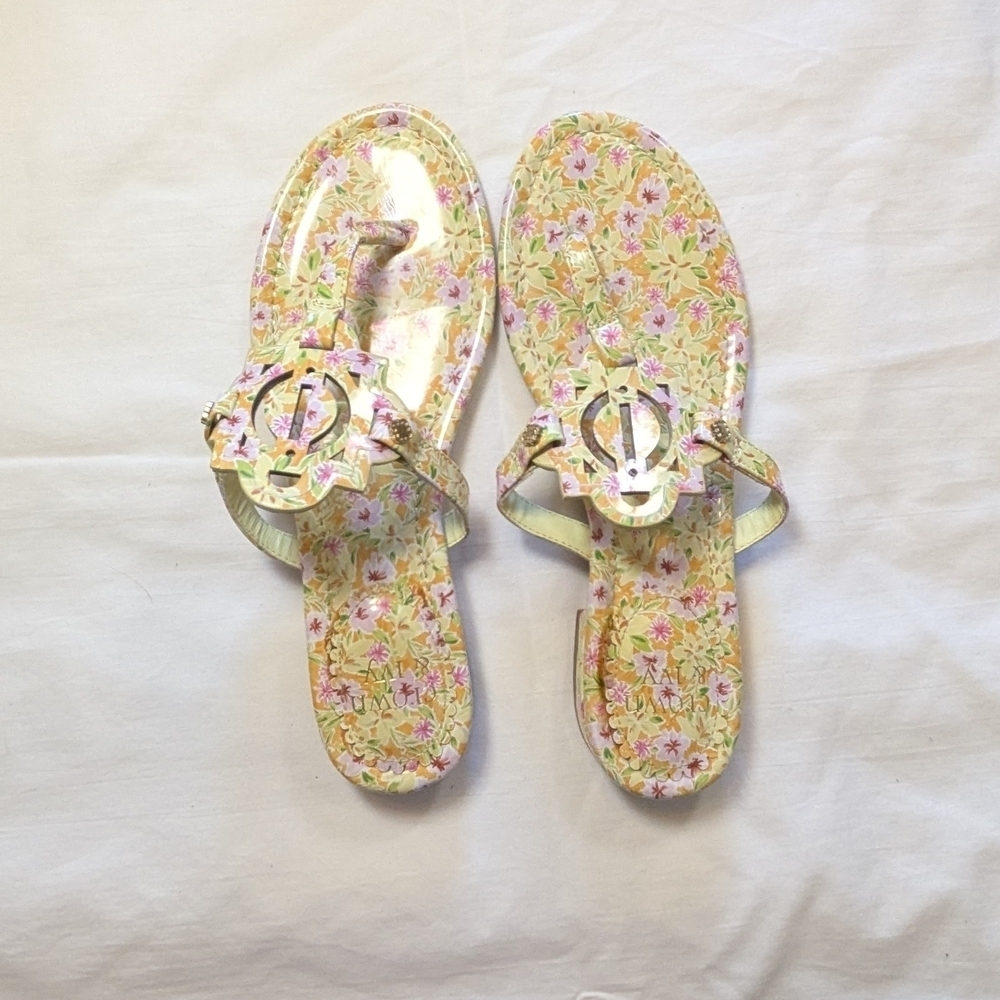 Crown & Ivy Floral Sandals with Gold Details